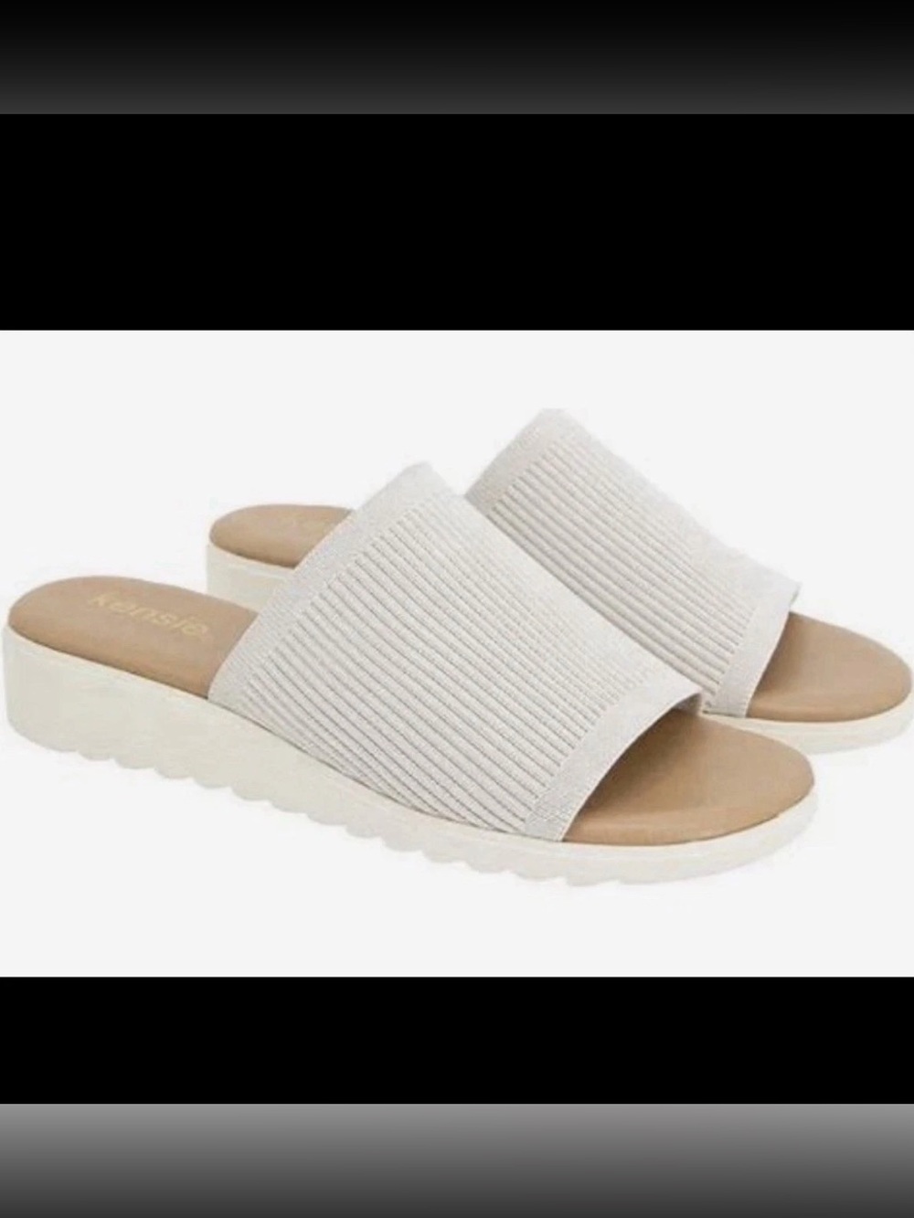 Kensie Women’s Ellie Knit Slide Sandals – BEIGE Slip-On Comfort Shoes Size 10 M